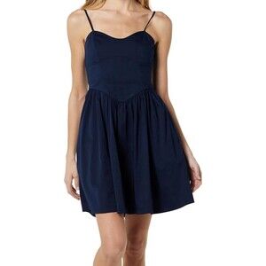 The Drop Women’s Perla Shaped Waist Mini Dress Navy Blue Spaghetti Strap Sz XXS